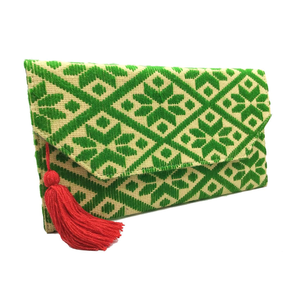 Bolsa Bordado a mano "Juana" – Verde – Raízal