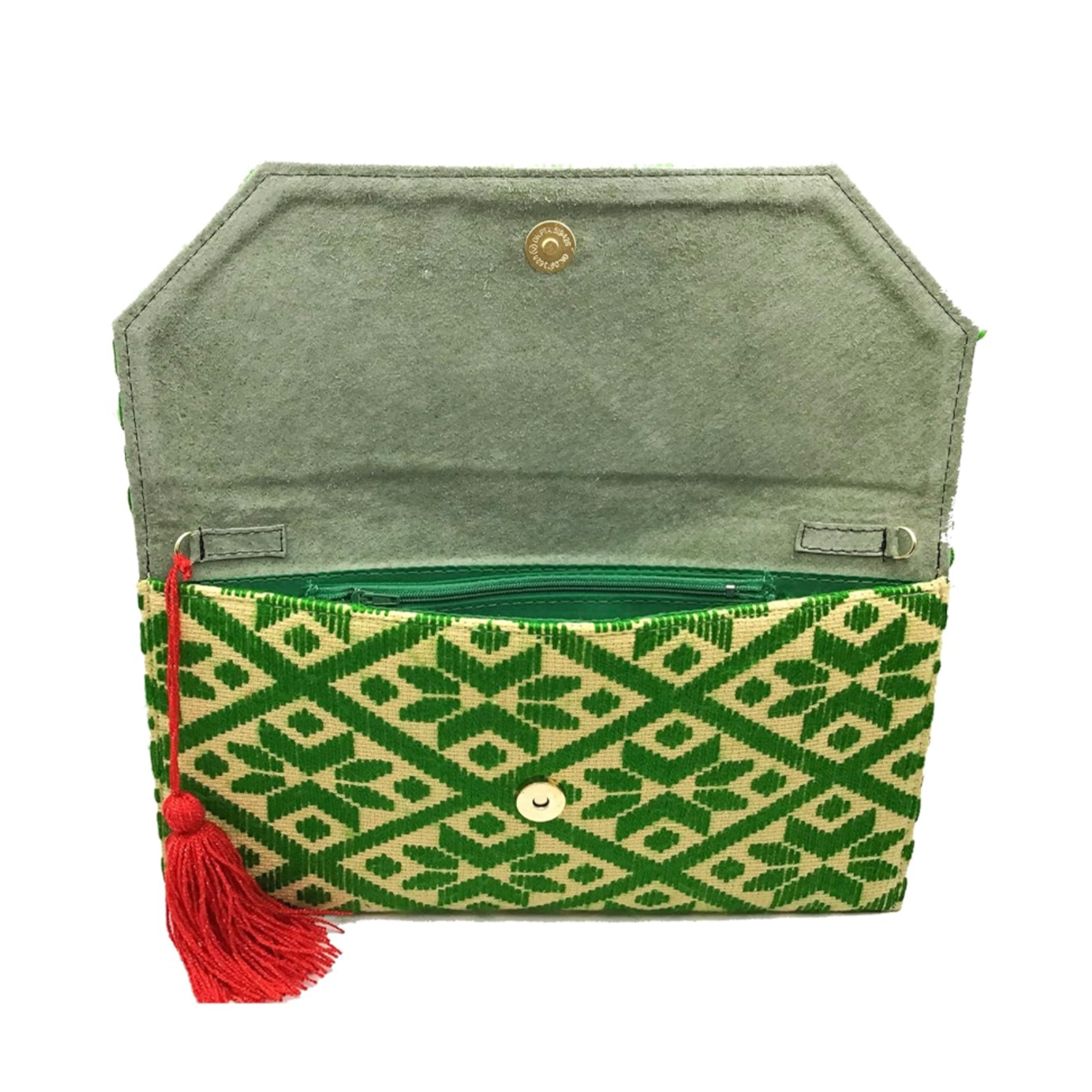 Bolsa Bordado a mano "Juana" – Verde – Raízal