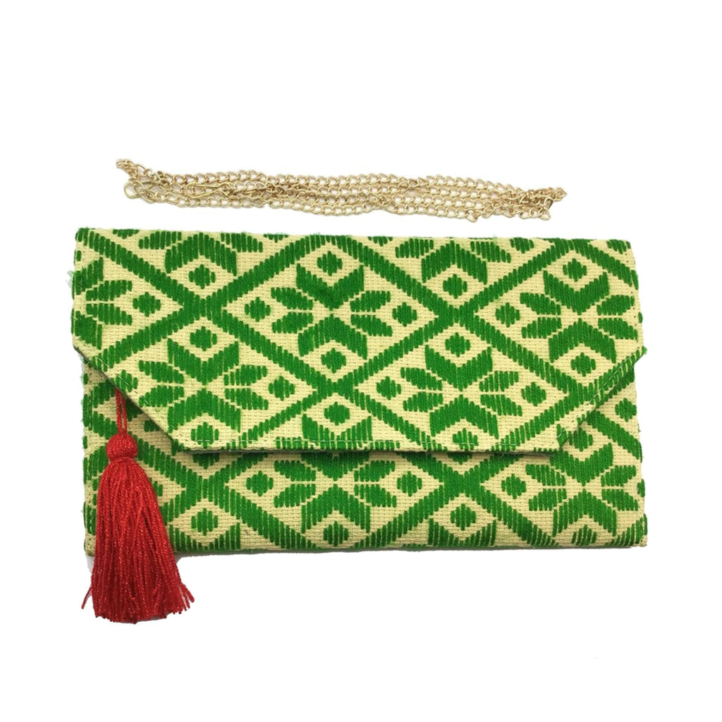 Bolsa Bordado a mano "Juana" – Verde – Raízal