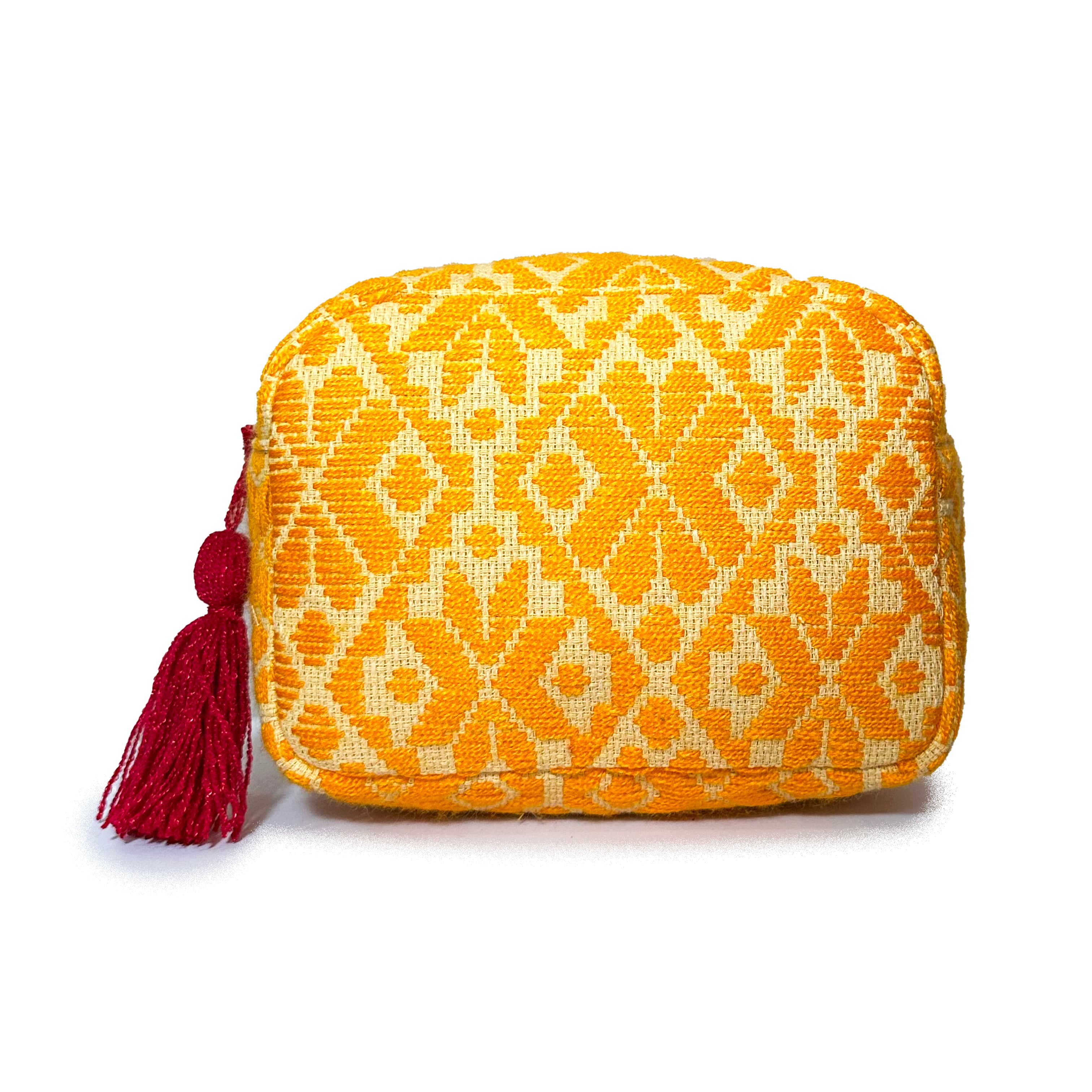 Cosmetiquera Bordado a mano "Rosalía" – Amarillo – Raízal
