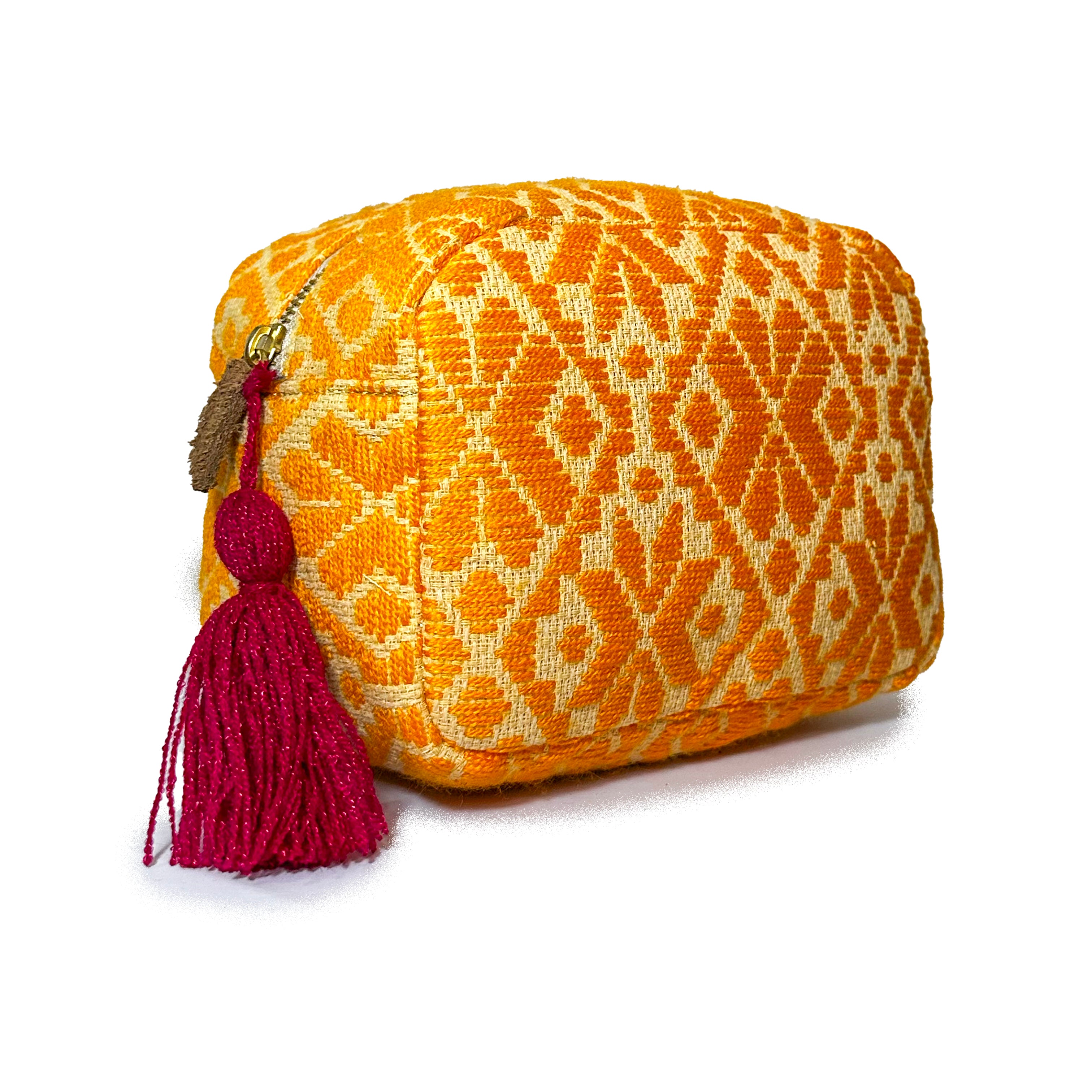 Cosmetiquera Bordado a mano "Rosalía" – Amarillo – Raízal
