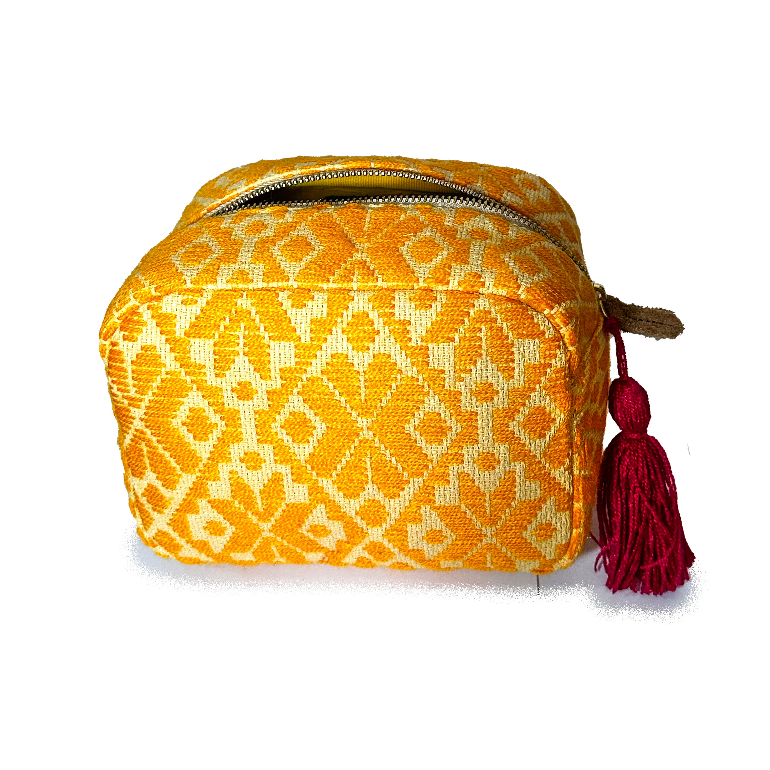 Cosmetiquera Bordado a mano "Rosalía" – Amarillo – Raízal