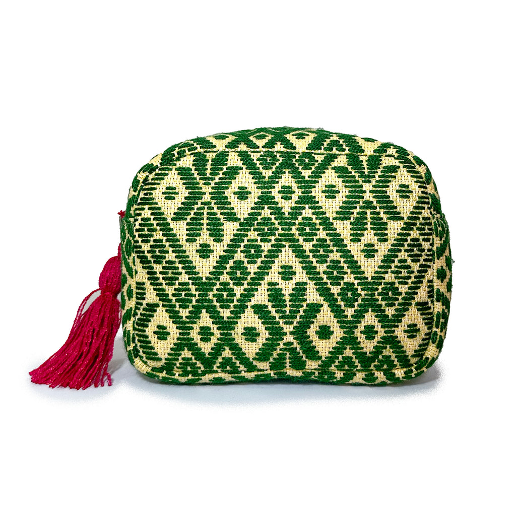 Cosmetiquera Bordado a mano "Rosalía" – Verde – Raízal