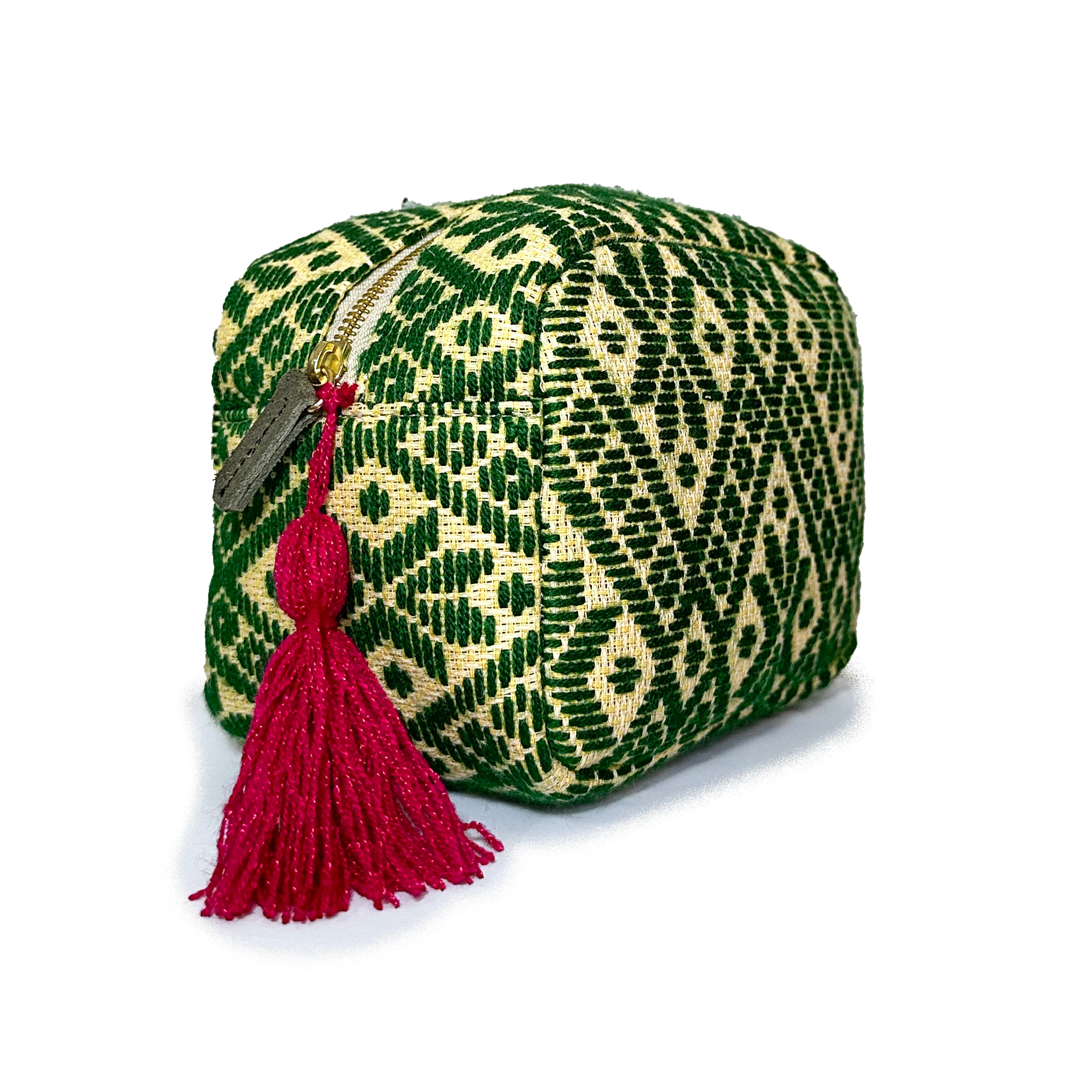 Cosmetiquera Bordado a mano "Rosalía" – Verde – Raízal