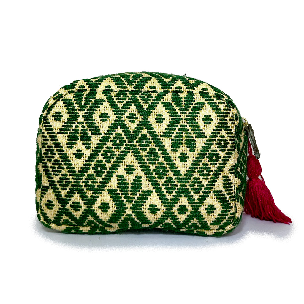 Cosmetiquera Bordado a mano "Rosalía" – Verde – Raízal