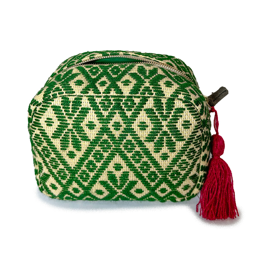Cosmetiquera Bordado a mano "Rosalía" – Verde – Raízal
