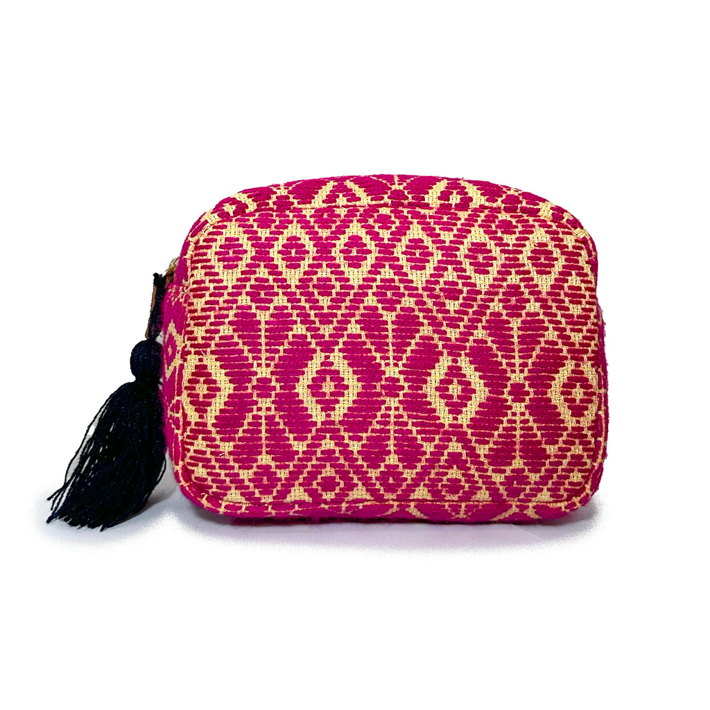 Cosmetiquera Bordado a mano "Rosalía" – Rosa – Raízal
