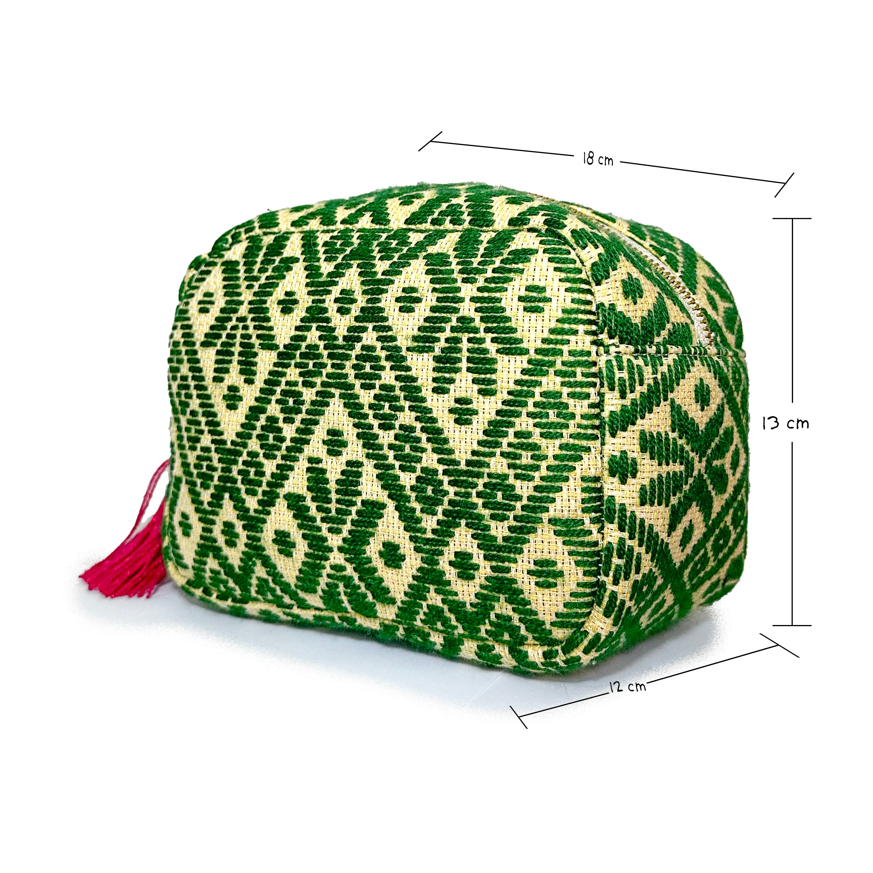 Cosmetiquera Bordado a mano "Rosalía" – Verde – Raízal
