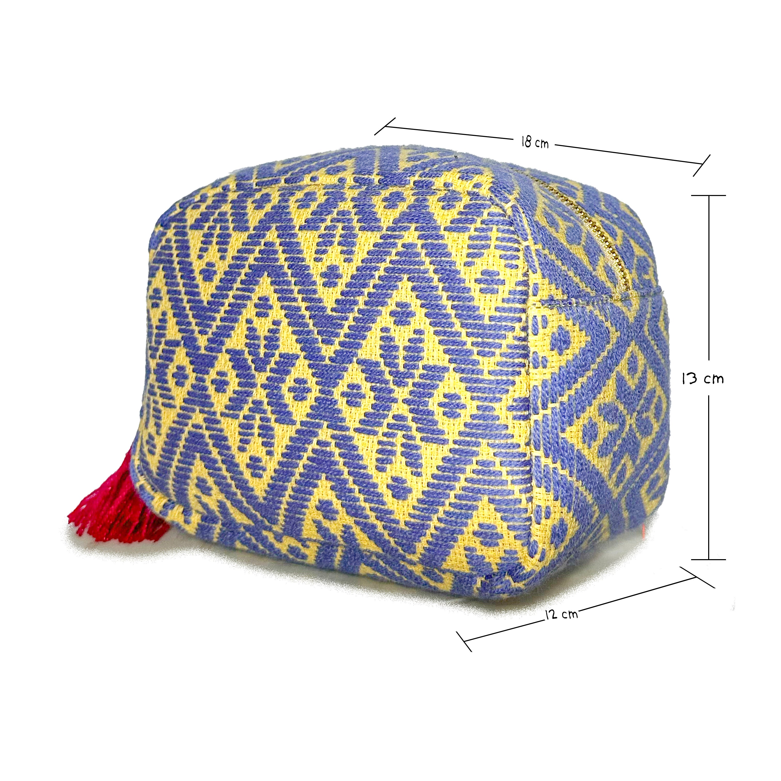 Cosmetiquera Bordado a mano "Rosalía" – Azul – Raízal