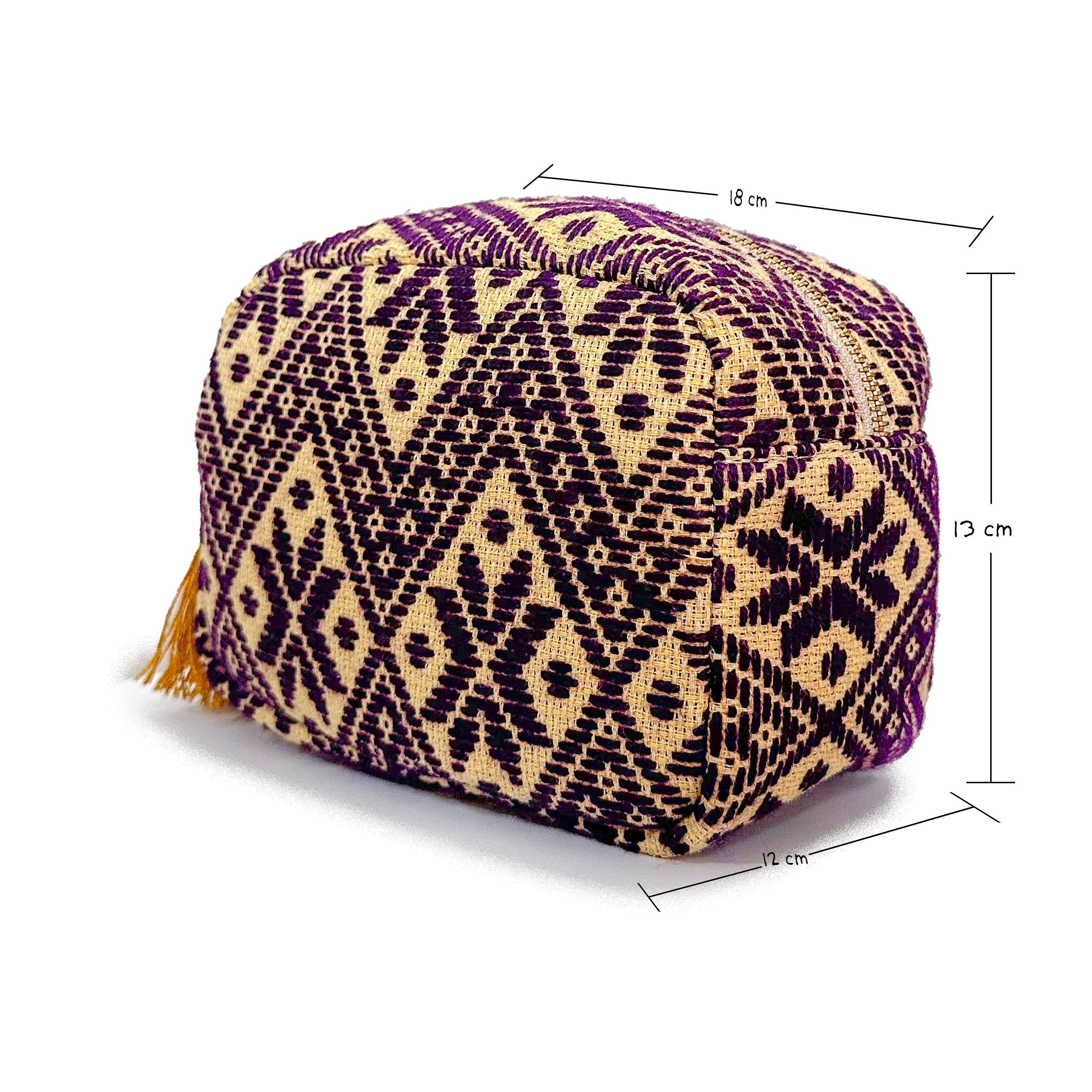 Cosmetiquera Bordado a mano "Rosalía" – Morado – Raízal