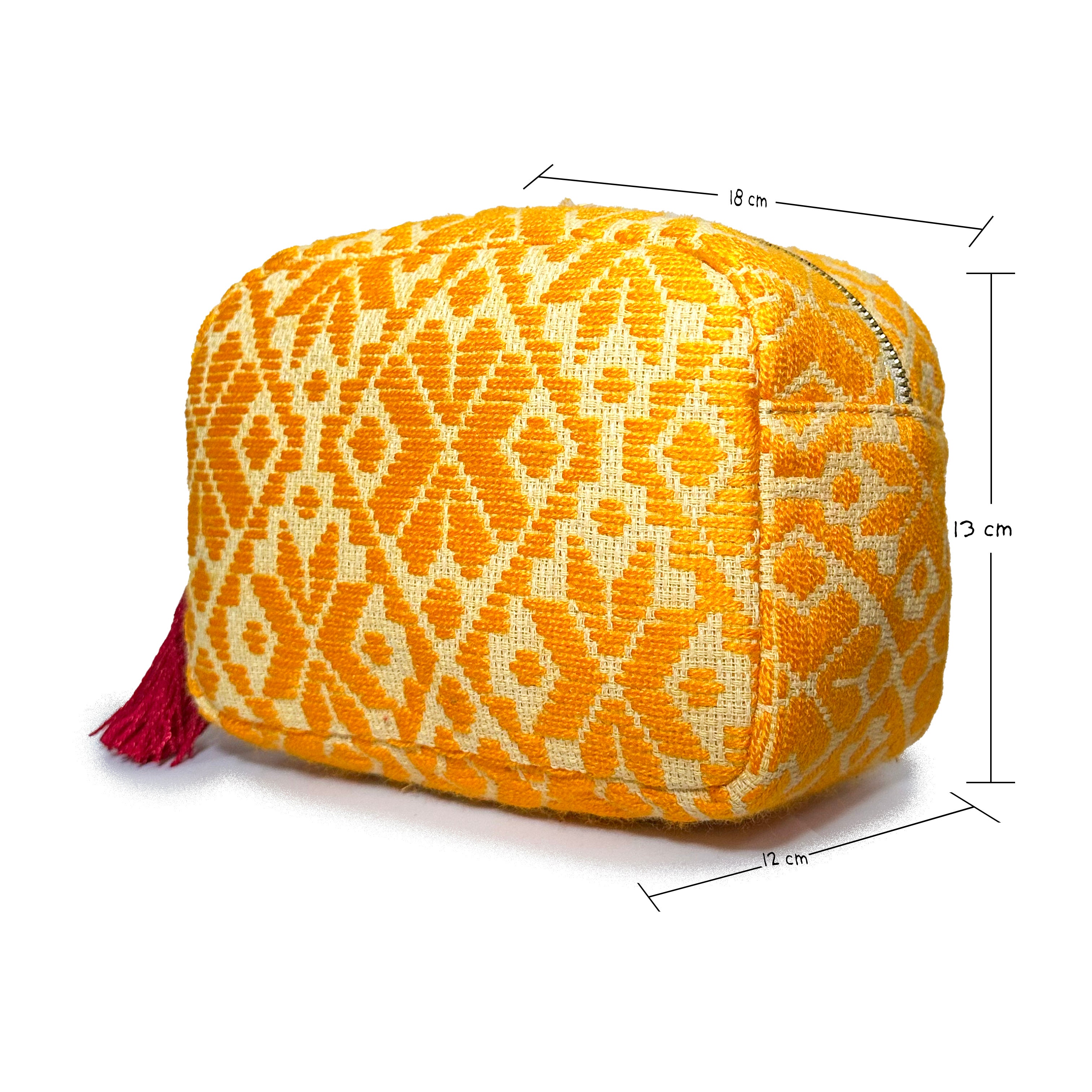 Cosmetiquera Bordado a mano "Rosalía" – Amarillo – Raízal