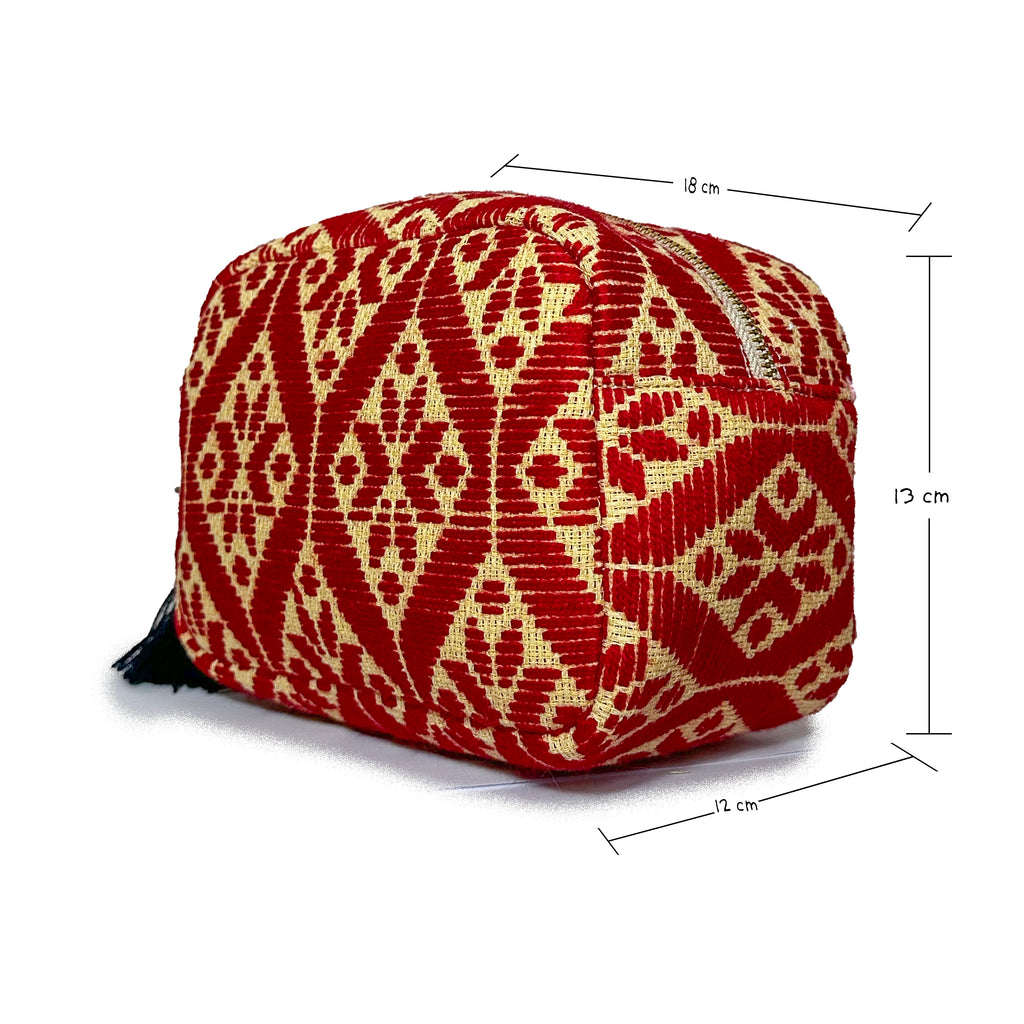 Cosmetiquera Bordado a mano "Rosalía" – Rojo – Raízal