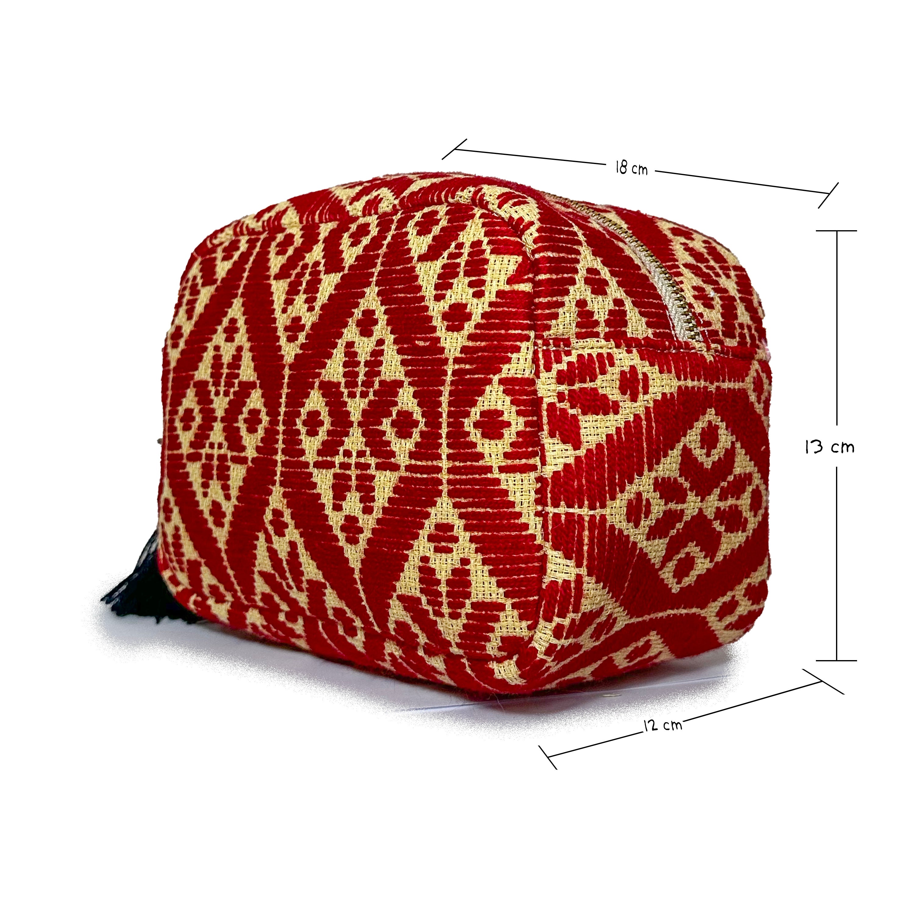 Cosmetiquera Bordado a mano "Rosalía" – Rojo – Raízal