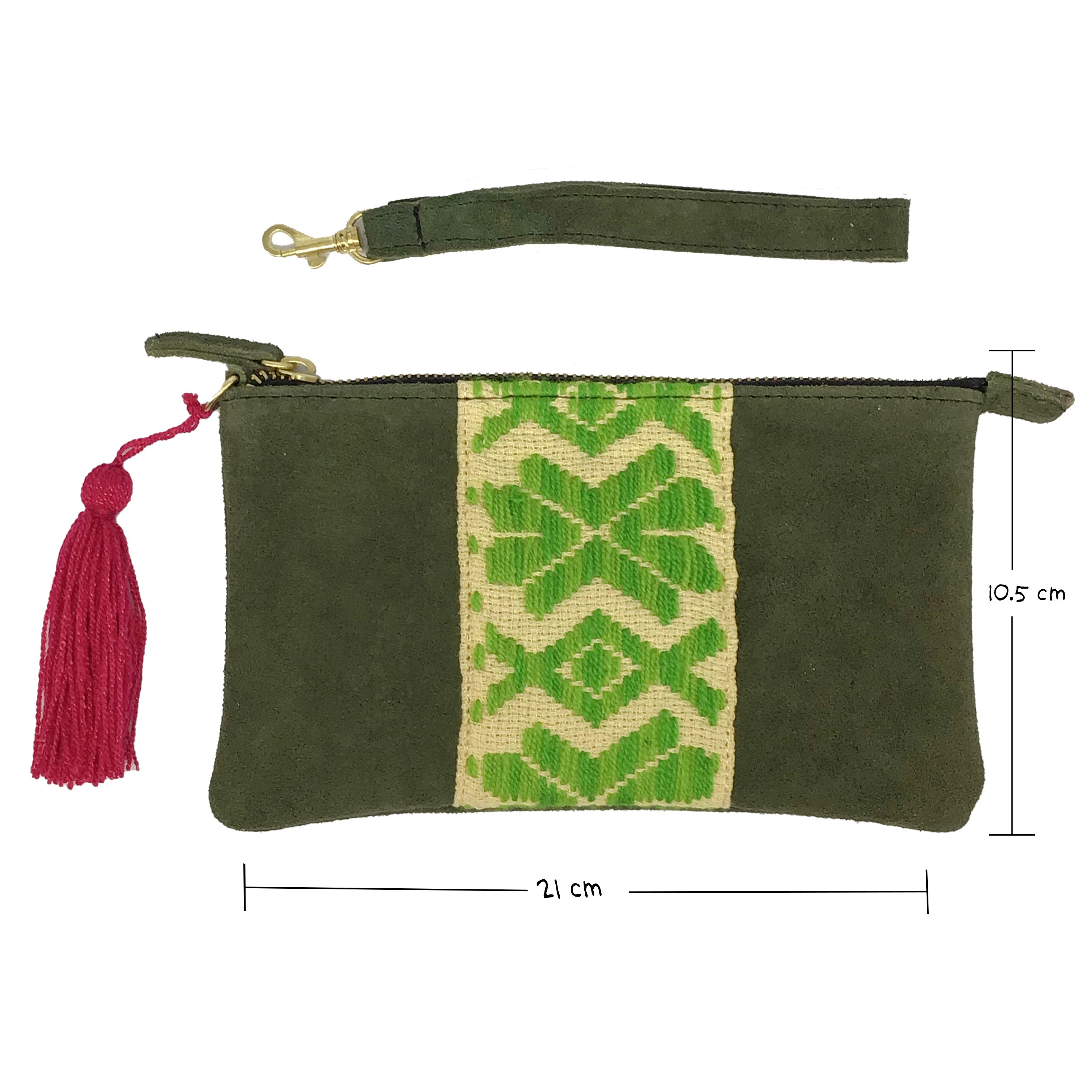 Muñequera Bordado a Mano "Erika" – Verde – Raízal