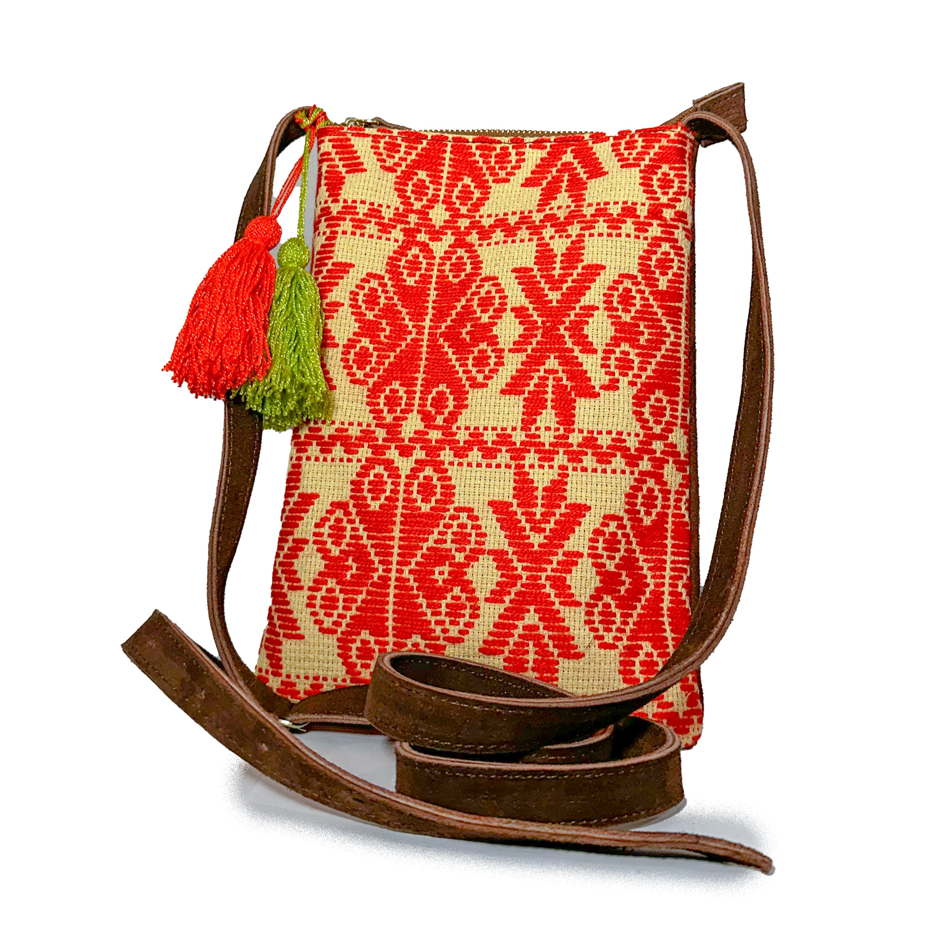 Crossbody Bordado a Mano "Angélica" – Naranja – Raízal