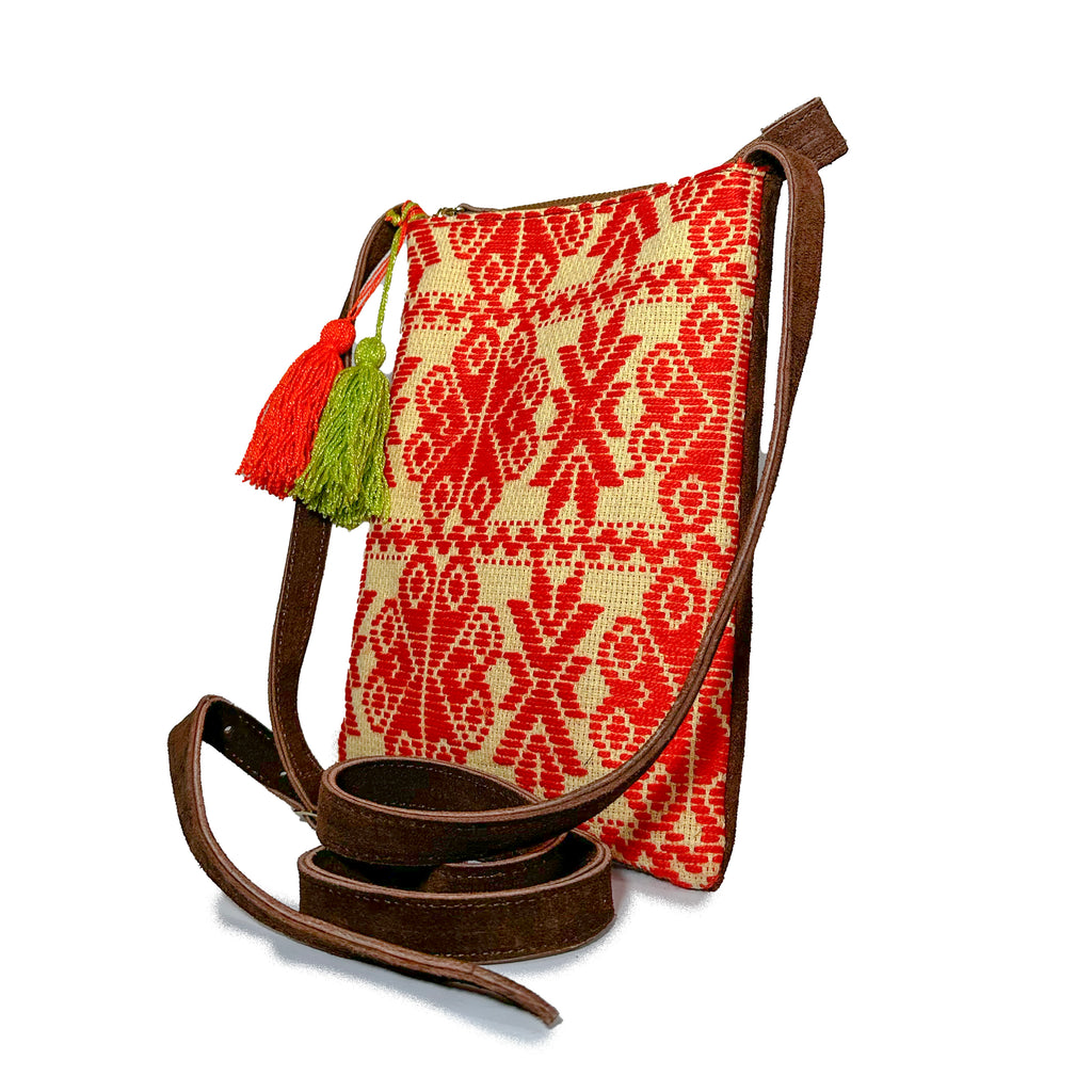 Crossbody Bordado a Mano "Angélica" – Naranja – Raízal