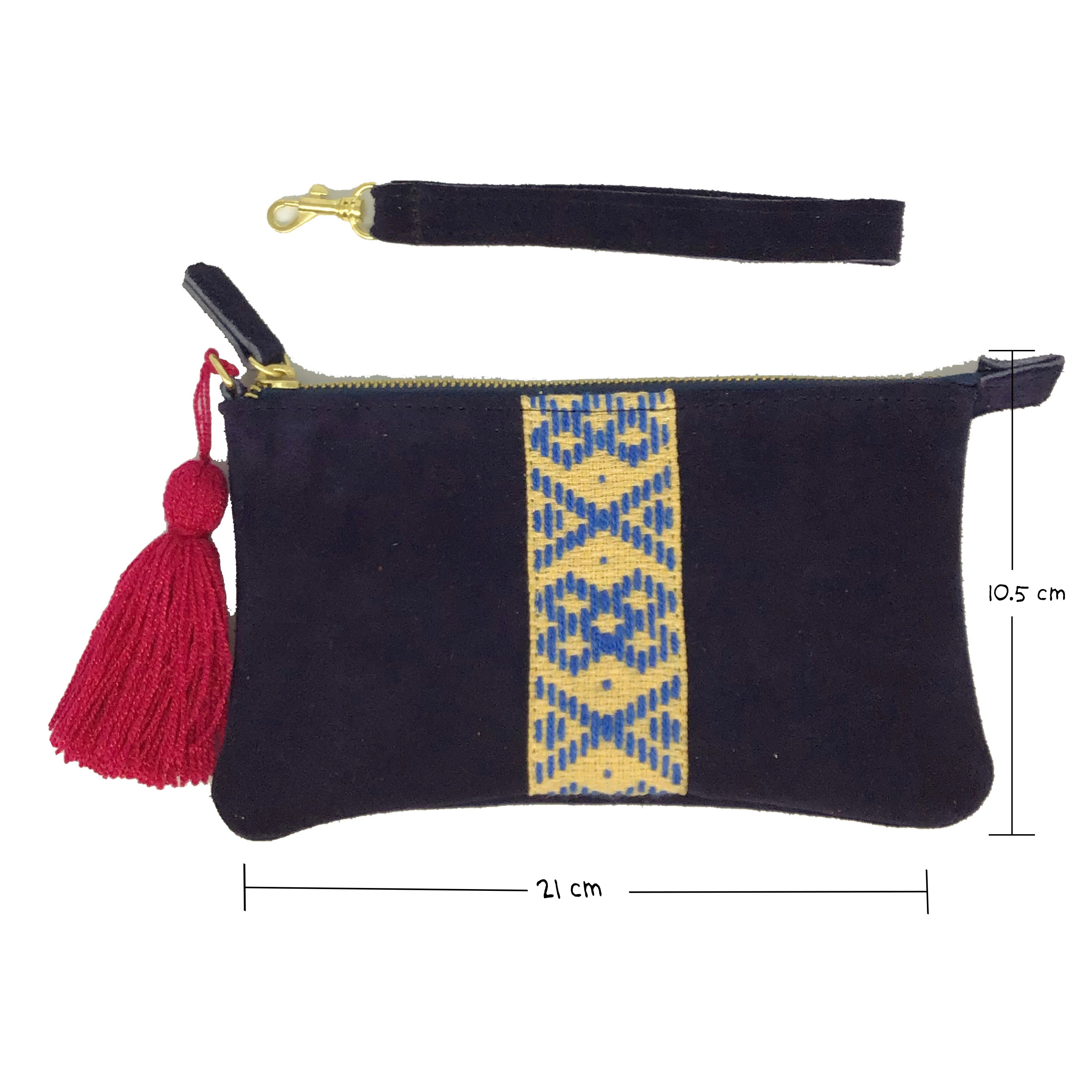 Muñequera Bordado a Mano "Erika" – Azul – Raízal
