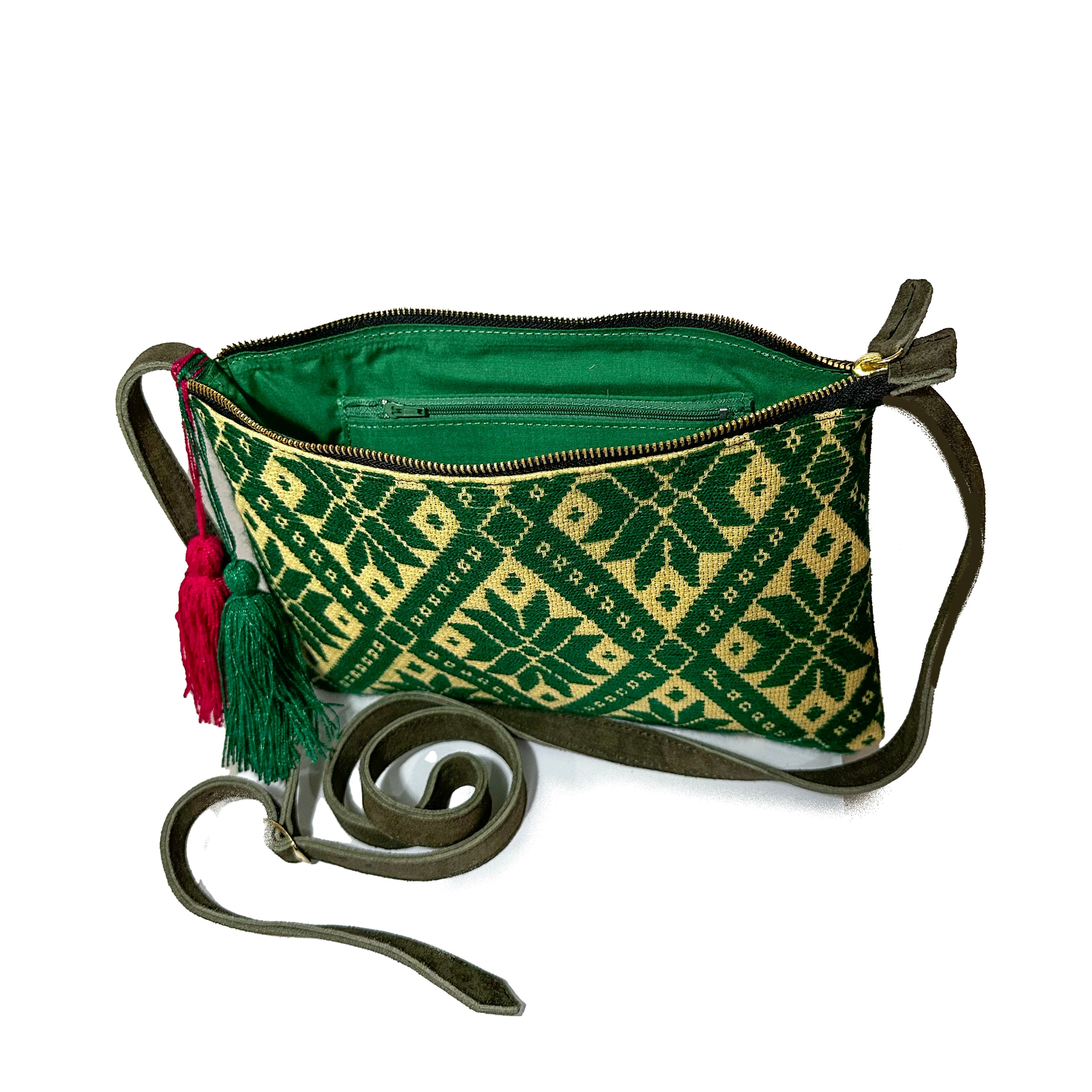 Crossbody Bordado a Mano "Vicenta" – Verde – Raízal