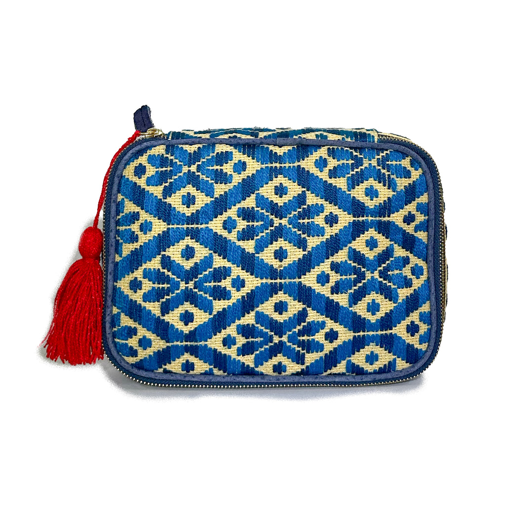 Neceser Bordado a mano "Belinda" – Azul – Raízal