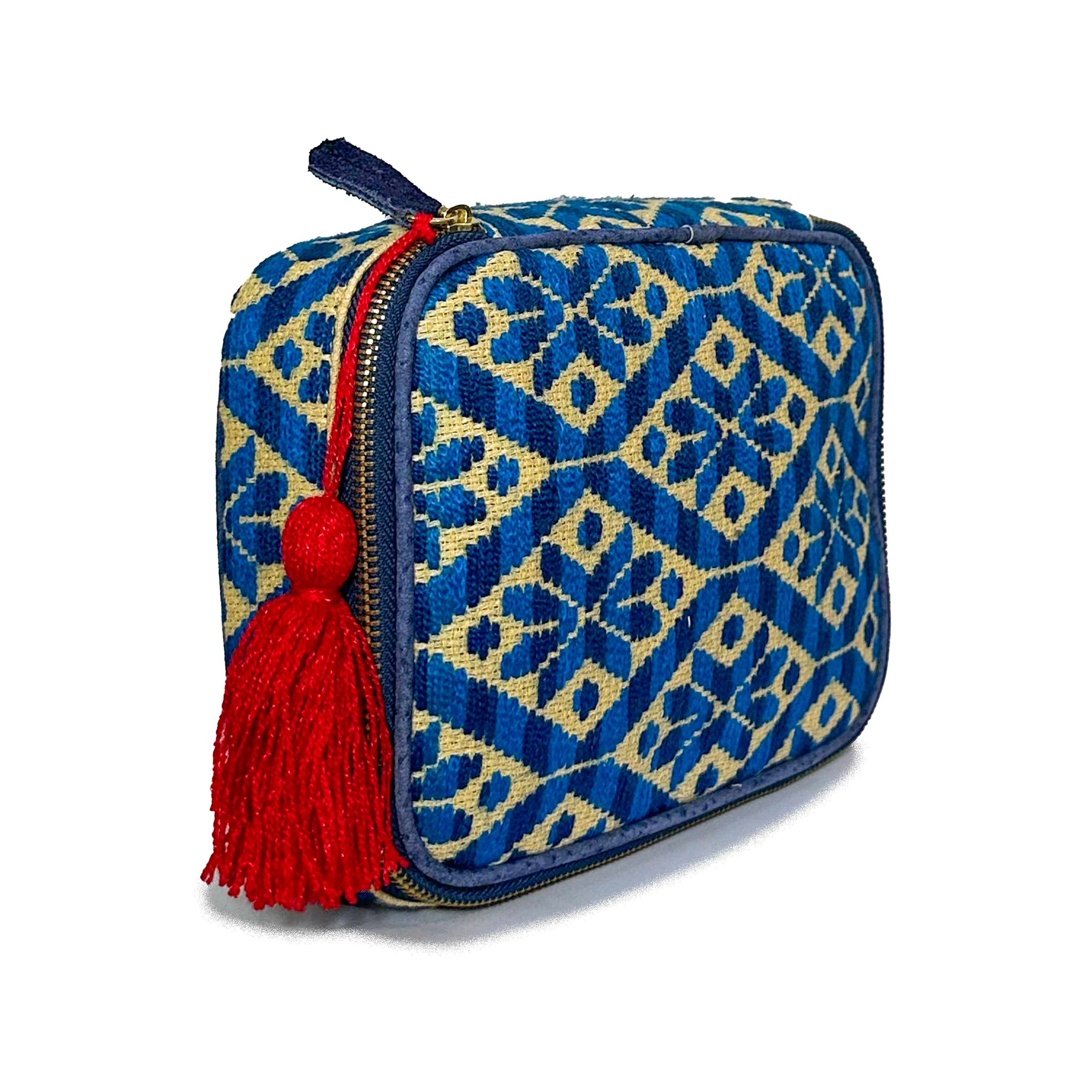 Neceser Bordado a mano "Belinda" – Azul – Raízal