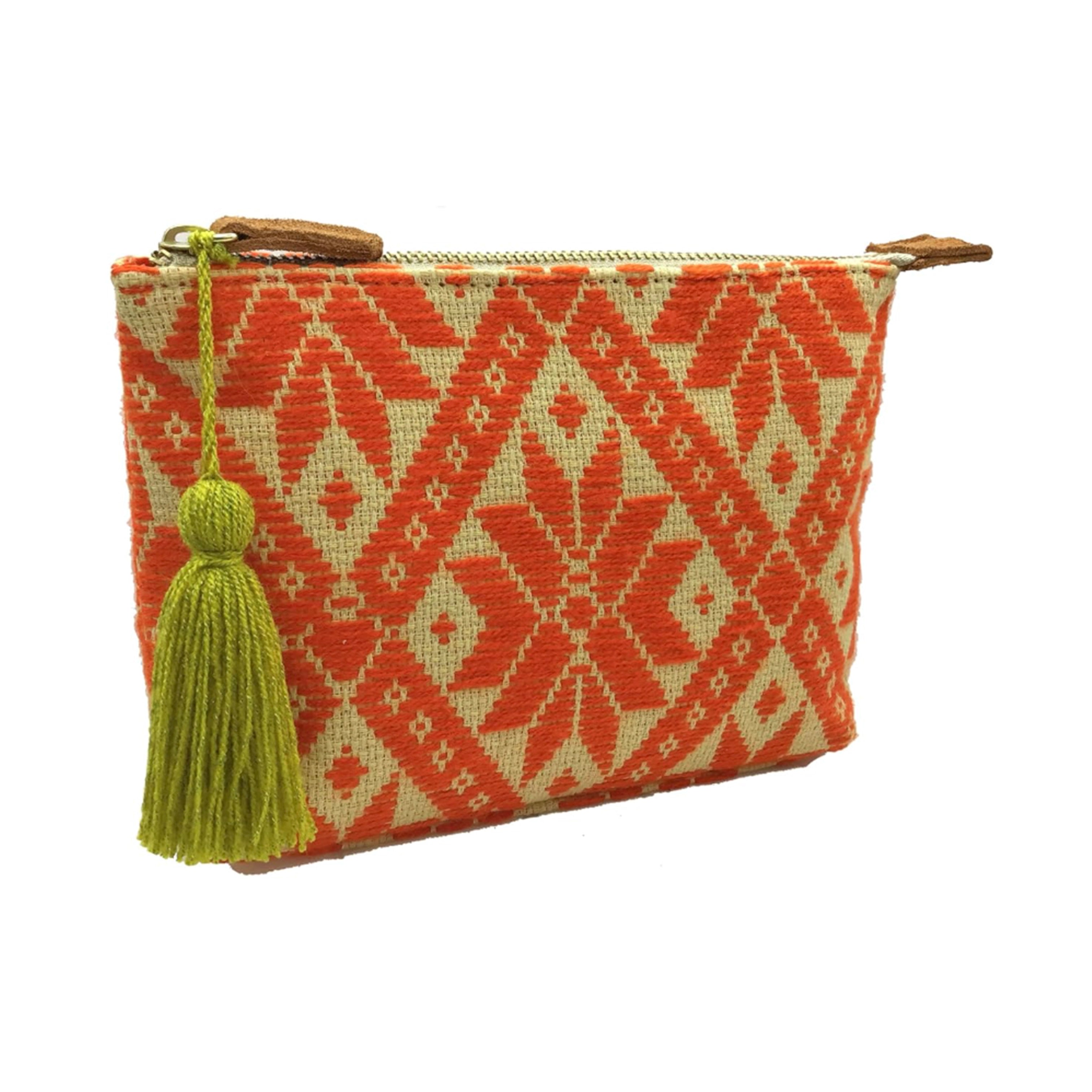 Cosmetiquera Bordado a mano "Cecilia" – Naranja – Raízal