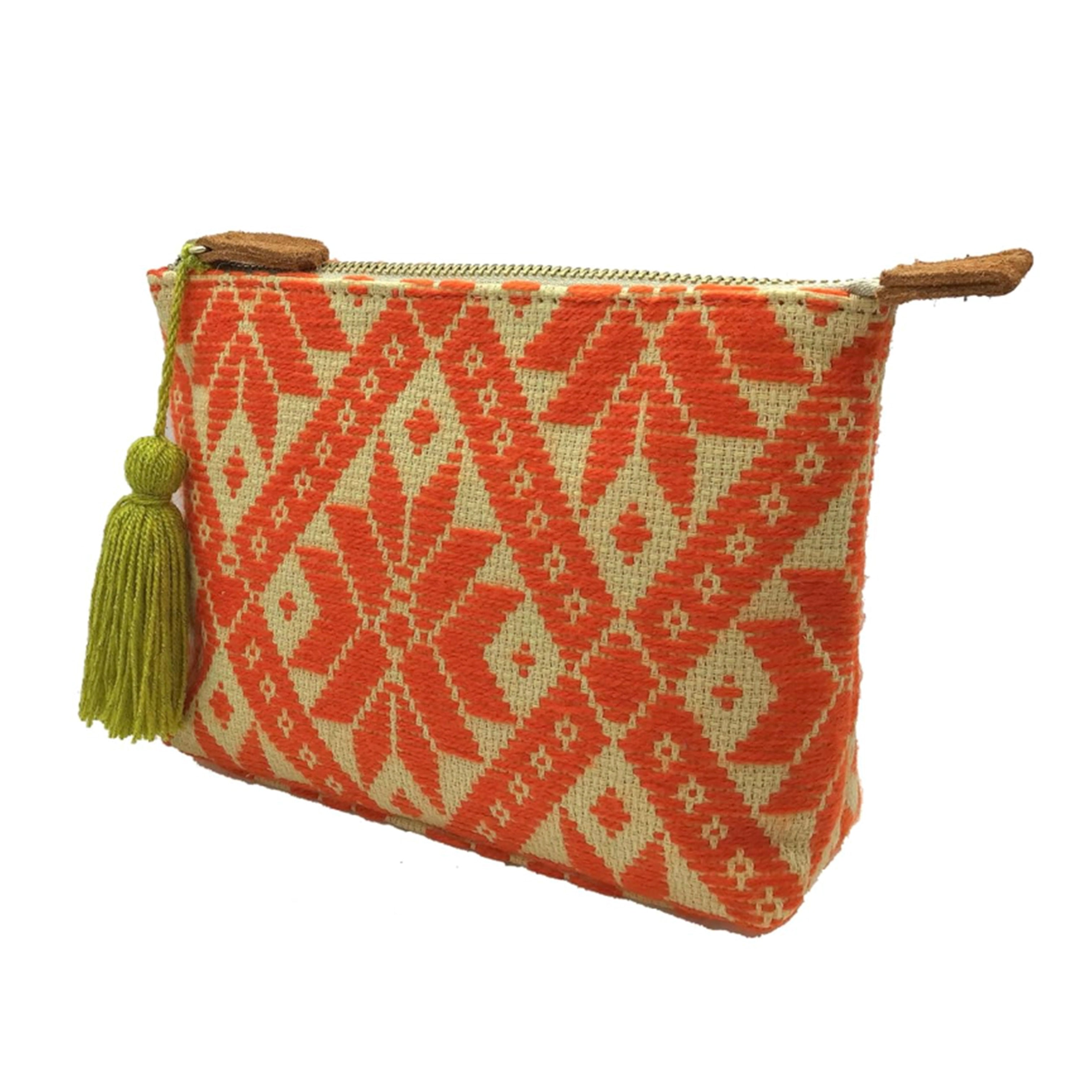 Cosmetiquera Bordado a mano "Cecilia" – Naranja – Raízal