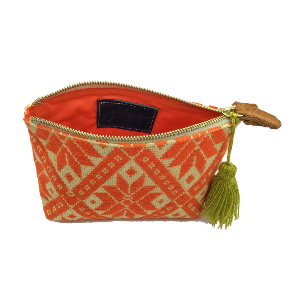 Cosmetiquera Bordado a mano "Cecilia" – Naranja – Raízal