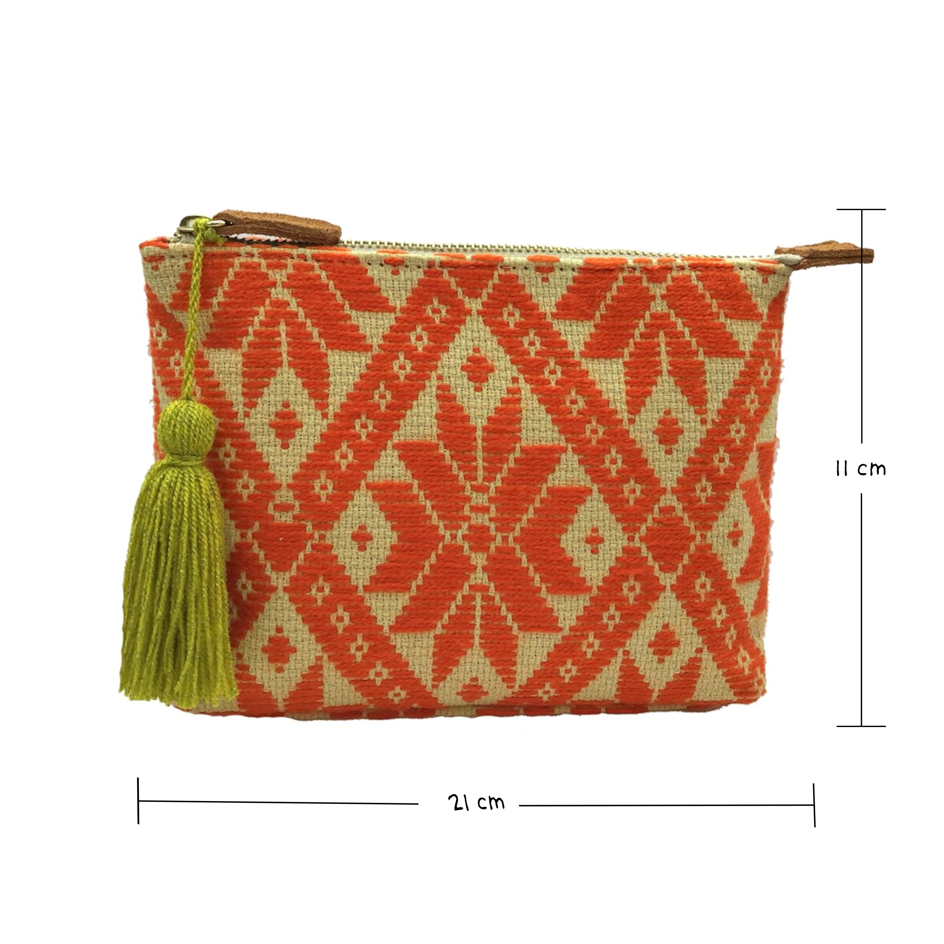 Cosmetiquera Bordado a mano "Cecilia" – Naranja – Raízal